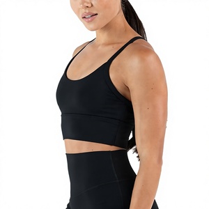 Sujetador Deportivo para Mujer, Cuello Redondo, Color Negro Sólido, Transpirable, Soporte Medio, Ropa Deportiva Activa para Fitness - Product Image 4