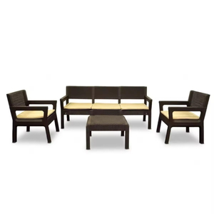 Juego de Muebles de Jardín de Mimbre Moderno de 4 Piezas, Resistente y de Alta Calidad, con Cojines Gruesos para Uso en Patio o Jardín - Product Image 1