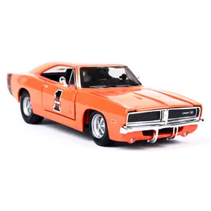 美国1969充电器压铸汽车橙色，1:24比例模型哈雷定制汽车