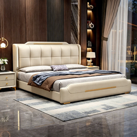 Lit de rangement moderne et luxueux JUNYUHAO, revêtement en tissu haut de gamme, mousse haute densité, cadre en pin certifié E0, taille Queen/King