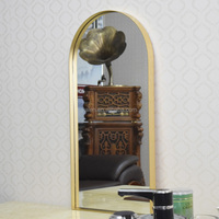 Miroir d'arche de couloir en alliage d'aluminium doré, grand format, pour projets hôteliers et d'ingénierie