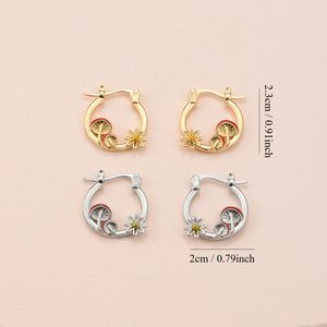 Hoop <b>Earrings</b> Gold Plated Star Moon Daisy Alloy <b>Tassel</b> Drop <b>Earrings</b> For Women Fashion Jewelry With Crystal Inlay - Product Image 3