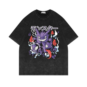 Customized Manufacturers Heavy Black 240Grams 100% Cotton Acid Wash Vintage Graphic <strong>Pokemoned</strong> Gengar Anime Men <strong>T</strong>-<strong>shirt</strong> - Product Image 5