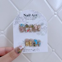 Faux ongles en acrylique à presser, motif floral 3D, 10 pièces, design personnalisé, longs, forme amande, faits à la main, pour la saison printemps-été