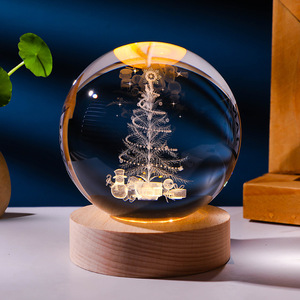 Mặt Trăng Động Vật LED Thiên Hà Planetar Giáng Sinh Bồ Công Anh Sáng Nghệ Thuật 3D Pha Lê Bóng Đêm Đèn Với Cơ Sở Bằng Gỗ - Product Image 3
