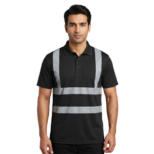 Custom OEM Polyester Workwear Quick Dry Hi Vis Safety T-Shirt Unisex Security <b>Construction</b> Reflective Stripes Heat Transfer - Product Image 1