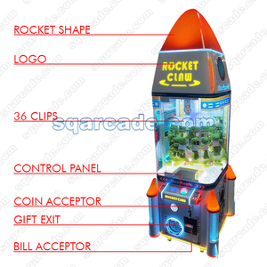 Machine à grappin à monnayeur en métal, modèle mini, pour cadeaux et récompenses, avec système <span class=keywords><strong>Rocket</strong></span> Clip, très demandée pour aires de jeux intérieures, garantie 1 an - Product Image 3