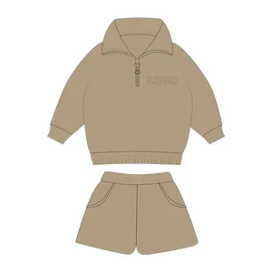 Vêtements pour bébé avec logo personnalisé, tenue en polaire à manches longues pour l'automne, haut et <span class=keywords><strong>short</strong></span>, ensemble jogging deux pièces pour bébé garçon - Product Image 4