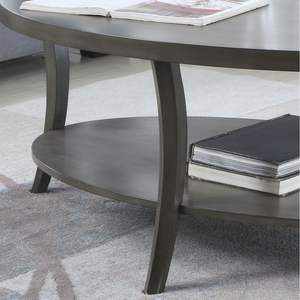 Mesa de Centro Ovalada Contemporánea con Tapa de Vidrio Gris y Estructura Metálica, Mueble Resistente para Sala de Estar - Product Image 5