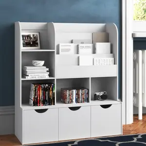 Белый куб книжный шкаф с простым внешним видом, но универсальная функциональная белая стандартная книжная полка