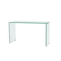 Table console design moderne, meuble italien, en verre coudé, 12mm, pour hôtel