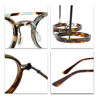 Lunettes optiques à double faisceau, monture ronde style japonais vintage de haute qualité