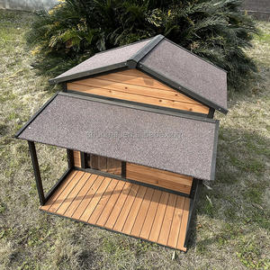 Sd026 लक्जरी आउटडोर कुत्ते घर वाटरप्रूफ टिकाऊ लकड़ी केनेल लकड़ी के फर्श प्रिंट पैटर्न छोटे मध्यम आकार के कुत्ते - Product Image 4