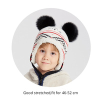 Gorro de punto de invierno para bebé, gorro de orejas bonitas Unisex, gorro de punto con pompón de piel doble para niños y niñas pequeñas con forro polar grueso
