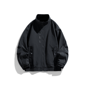 Customized Logo Long Casual Zipper Winter Men's Hooded Windproof <b>Fleece</b> Jacket American Retro <b>Black</b> Collar High Quality Warm - Product Image 3