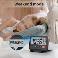 Réveil numérique LCD moderne à quartz avec affichage de la température, design pliable mini pour voyage, utilisation portable sur bureau
