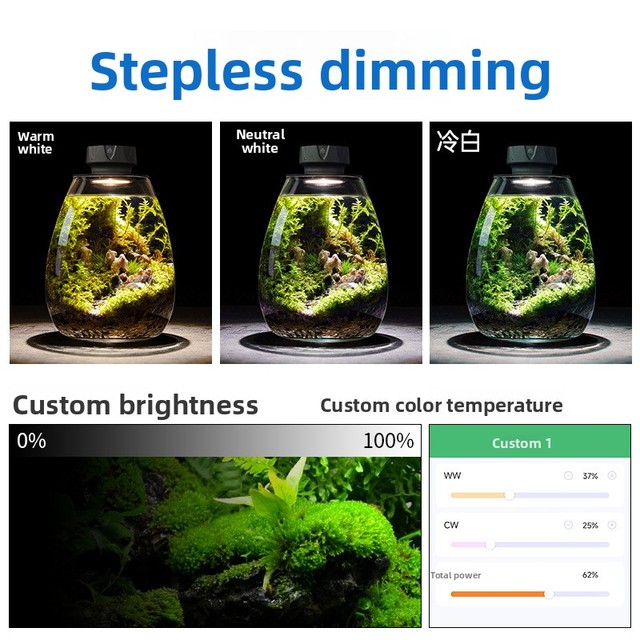 Week Aqua Mini7Pro-O PC Landscape Bottle Light Full Spectrum COB Dimming Timing Micro Water Grass Light