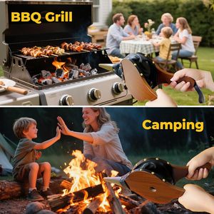 Souffleur manuel en cuir pour barbecue, <span class=keywords><strong>soufflet</strong></span> à <span class=keywords><strong>feu</strong></span> en <span class=keywords><strong>bois</strong></span> pour le camping, outil d'allumage pour barbecue et foyer - Product Image 5