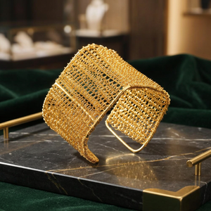 Brazalete de cadena geométrica chapada en oro para mujer con engaste de bisel, joyería bohemia de aleación para fiestas. - Product Image 2