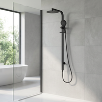 Robinet de douche de luxe noir pour salle de bain, corps en acier inoxydable 304 et laiton, ensemble de pommeau de douche carré effet pluie