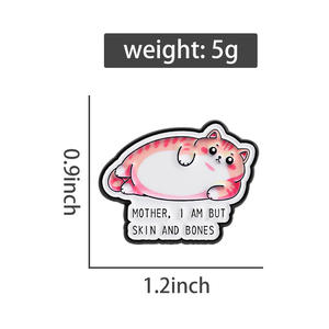 Divertente spilla di gatto grasso smalto mamma sono ma pelle e ossa Kawaii spilla risvolto distintivo gioielli regalo all'ingrosso - Product Image 6