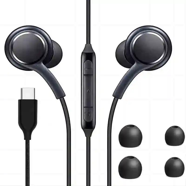 Type-C In-Ear Earphone with AKG Stereo Headset IPX-4 Waterproof for Note 10/20 Calling & Music 1m Nylon Braided TPE