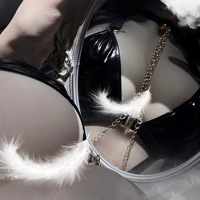 Lingerie sexy érotique pour adultes, combinaison 3 pièces, oreilles de chat, latex fin, écologique, imperméable IPX7, cosplay, sous-vêtements pour femmes