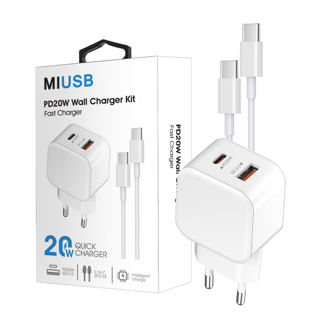 20W USB-C Wall Charging Kit for 16 Pro Max Fast Charger with USB C to USB C Cable