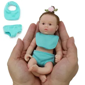 Reborn Baby Dolls Silicone Girls Full Body 6 Inch Miniature Lifelike Solid Silicone Reborn Doll With Open Eyes