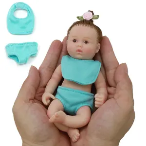 Poupées <span class=keywords><strong>Reborn</strong></span> 100% Silicone Platine Unisexe Corps Complet 6 Pouces Mini Jouet Doux Poupée de Mode Jouet DIY Réaliste avec Yeux Ouverts - Product Image 1