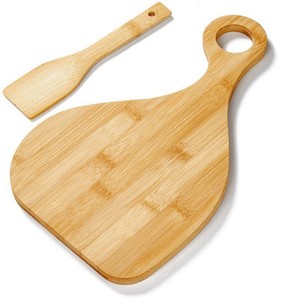 Planche à pizza ronde en bambou, assiette à steak en bois massif pour servir les aliments, plaque de cuisson - Product Image 3
