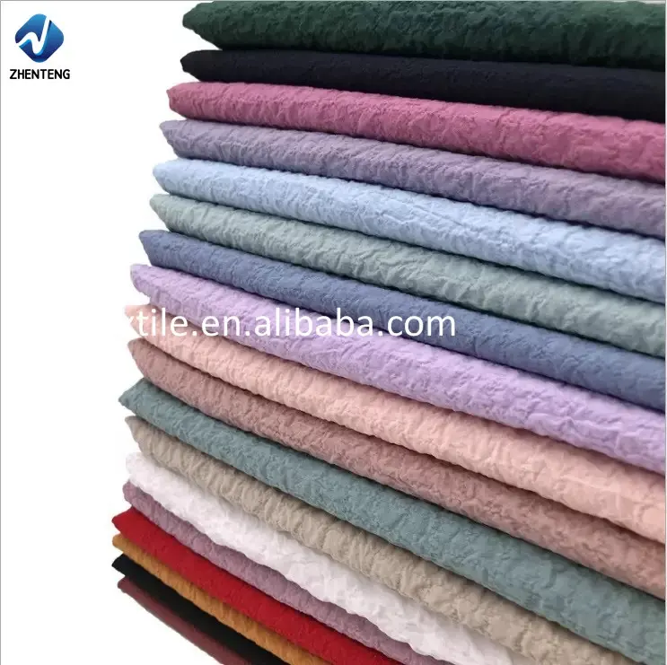 गर्म बिक्री उच्च गुणवत्ता स्टॉक में कई रंग पॉलिएस्टर क्रेप शिफॉन बुलबुला कपड़े पजामा कपड़ा होम टेक्सटाइल के लिए