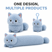 Fabricant OEM/ODM de jouets en peluche chaton bleu mignon et moelleux, personnalisés directement de l'usine, pour marques de distributeurs et commandes en gros
