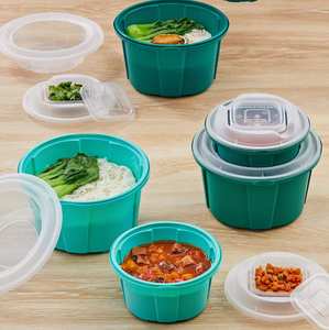 Contenedor Redondo Desechable de Plástico PP para Alimentos, Color Azul Porsche, Hermético, Apto para <span class=keywords><strong>Microondas</strong></span> y Refrigeración - Product Image 2