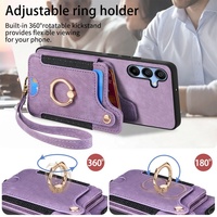 Pour A15 5G Étui de Téléphone en Cuir PU de Luxe avec Porte-Cartes Portefeuille Blocage RFID Rabat Magnétique Béquille Anneau et Dragonne