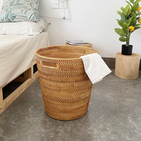 Panier à linge en rotin fait main avec couvercle, grande capacité, panier à linge sale avec poignée, organisateur de rangement pour la maison, la décoration d'hôtel