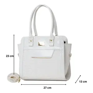 Bolso de Playa de Lujo Blanco para Mujer Fana Amira M3747 27x23x13 cm con Cierre Abierto y Asa Única, Bolso Casual - Product Image 1