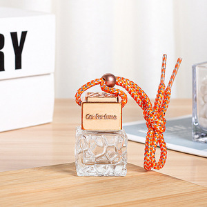 Mini 10ml <strong>Refill</strong> Empty Glass <strong>Car</strong> <strong>Diffuser</strong> Bottle Round Empty 8ml <strong>Car</strong> Air Freshener Perfume Container with Screw Cap Square Shape - Product Image 3