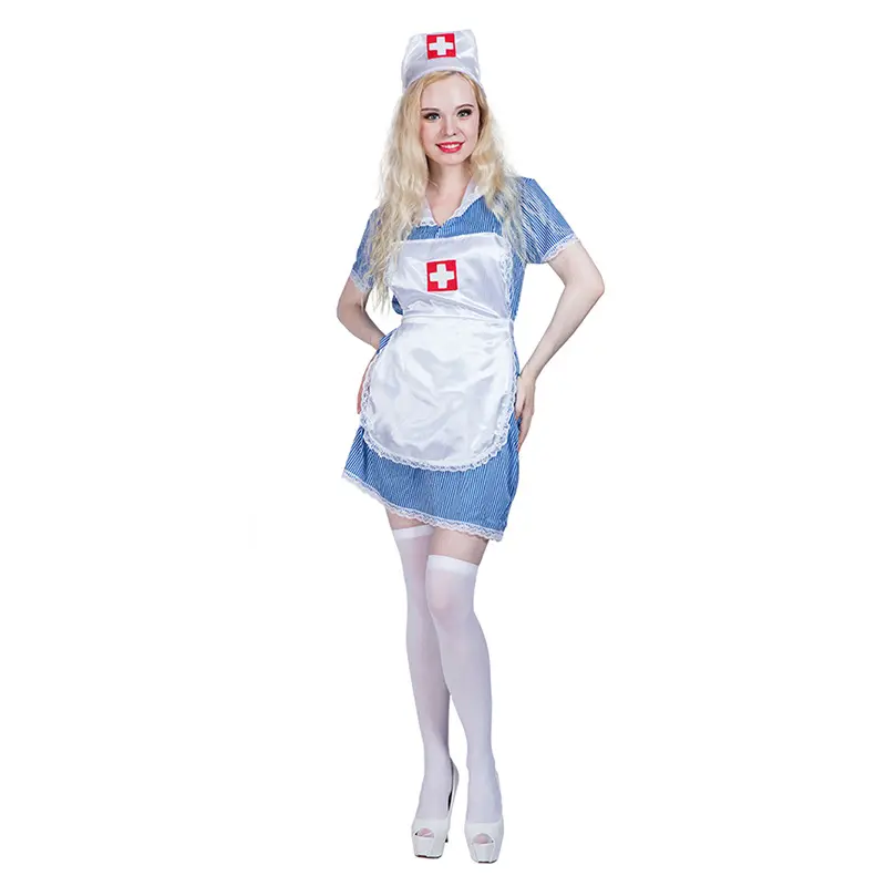 Atmosfer performans sahne kostüm cadılar bayramı elbise yetişkin Cosplay kostüm hizmetçi doktor kostüm
