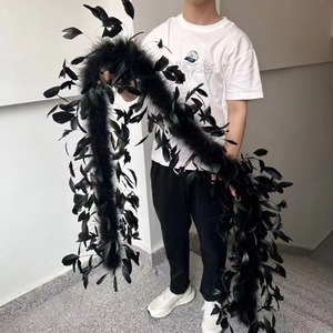 Boa en plumes de dinde marabout naturelles de 2 m sur mesure avec plumes de <span class=keywords><strong>coq</strong></span> pour costume de cosplay, fête de carnaval, défilé de mode, décoration - Product Image 2