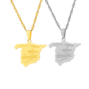 Collana con Ciondolo a Forma di Mappa della <span class=keywords><strong>Spagna</strong></span> Color Oro per Donne Gioielli con Catena Mappa Spagnola - Product Image 1