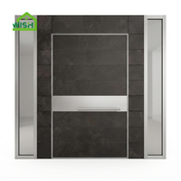 Porte pivotante d'entrée de villa en acier inoxydable brillant de luxe, antivol, au design moderne