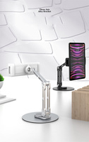 Support de tablette en aluminium à fixation sécurisée, rotation à 360 degrés, bras flexible, hauteur réglable, support de téléphone pour diffusion en direct et vidéo