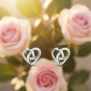 Orecchini a Perno con Cuore Intrecciato e Trifoglio per Donne, Accessori di Moda Minimalisti per Uso Quotidiano - Product Image 2