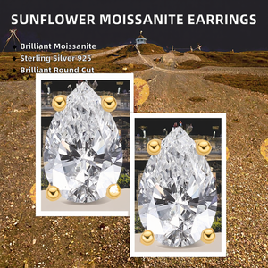 S925 Sterling <b>Silver</b> Sunflower Moissanite <b>Stud</b> <b>Earrings</b> <b>Set</b> with VVS Moissanite GRA Certified Fashionable and Luxurious - Product Image 2