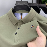 Polo en coton brodé, col rabattu, haut décontracté pour homme, vente en gros