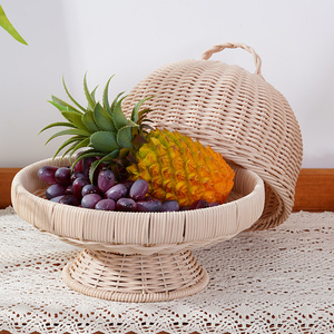 Assiette à collation haute tressée avec couvercle, anti-poussière et anti-insectes, idéale pour les fruits, les pains et le thé <span class=keywords><strong>de</strong></span> l'après-midi, lavable et résistante à la moisissure - Product Image 1