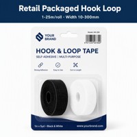 Tiras de cinta de gancho y bucle envasadas para venta minorista, listas para colgar en blíster, para bricolaje en el hogar y la oficina, 1-25m/rollo