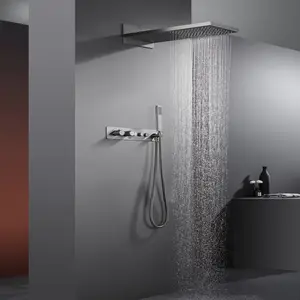 אמבטיה אקדח אפור פליז חמים מים קרים ברז סט מקלחת סט מקלחת ידנית סט מקלחת סמוי