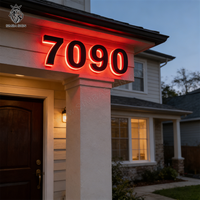 Enseignes lumineuses LED personnalisées Simba Sign de 25 cm (10 pouces) en acier inoxydable rétroéclairé pour numéros d'adresse murale et publicité